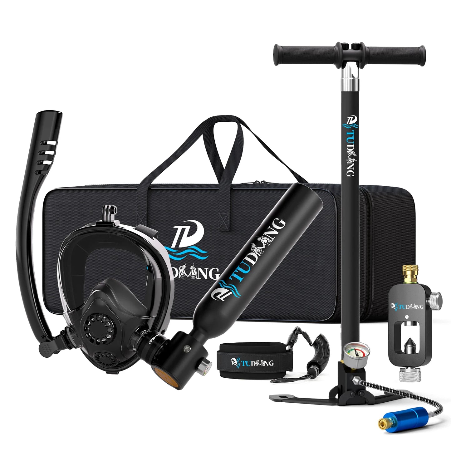 TUDIVING Scuba Tank With Mask And Pump Portable Gear