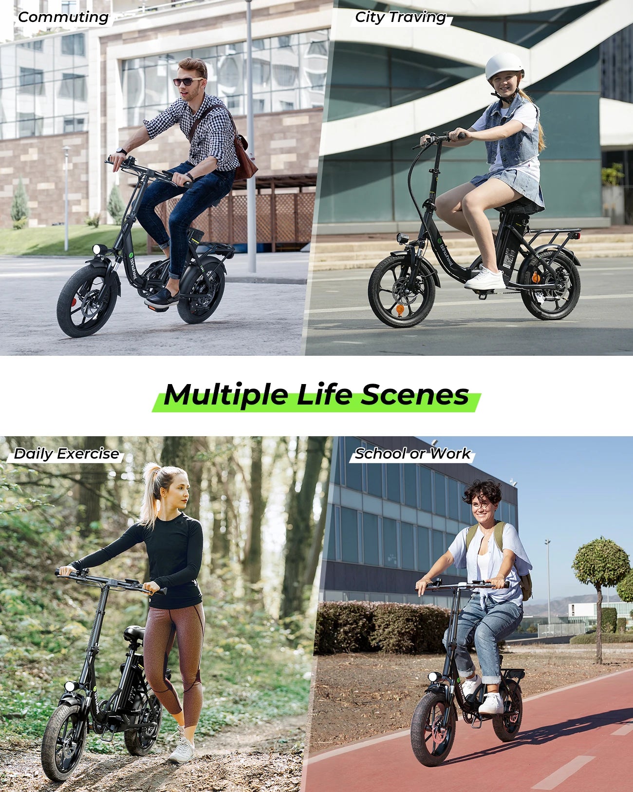 Isinwheel U4 Adult Electric Bicycle,500W city ebike, 36V 10.4AH commuting E-bike, 16 Tire Foldable Electric Bike