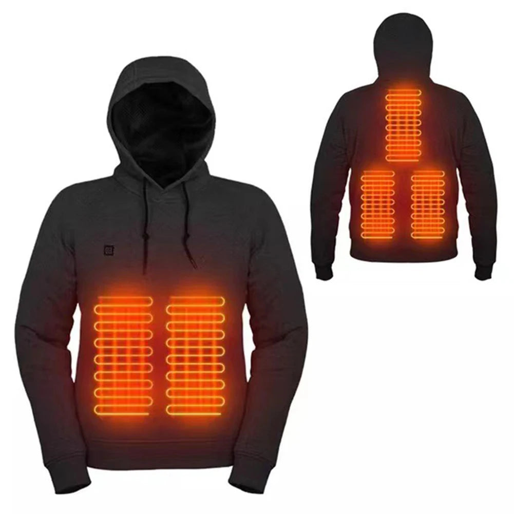 5 Heating Zones Heated Jacket Men Women Vintage Gothic Cozy USB Rechargeable Long Sleeve Streetwear Loose Coats Soft 3 Levels
