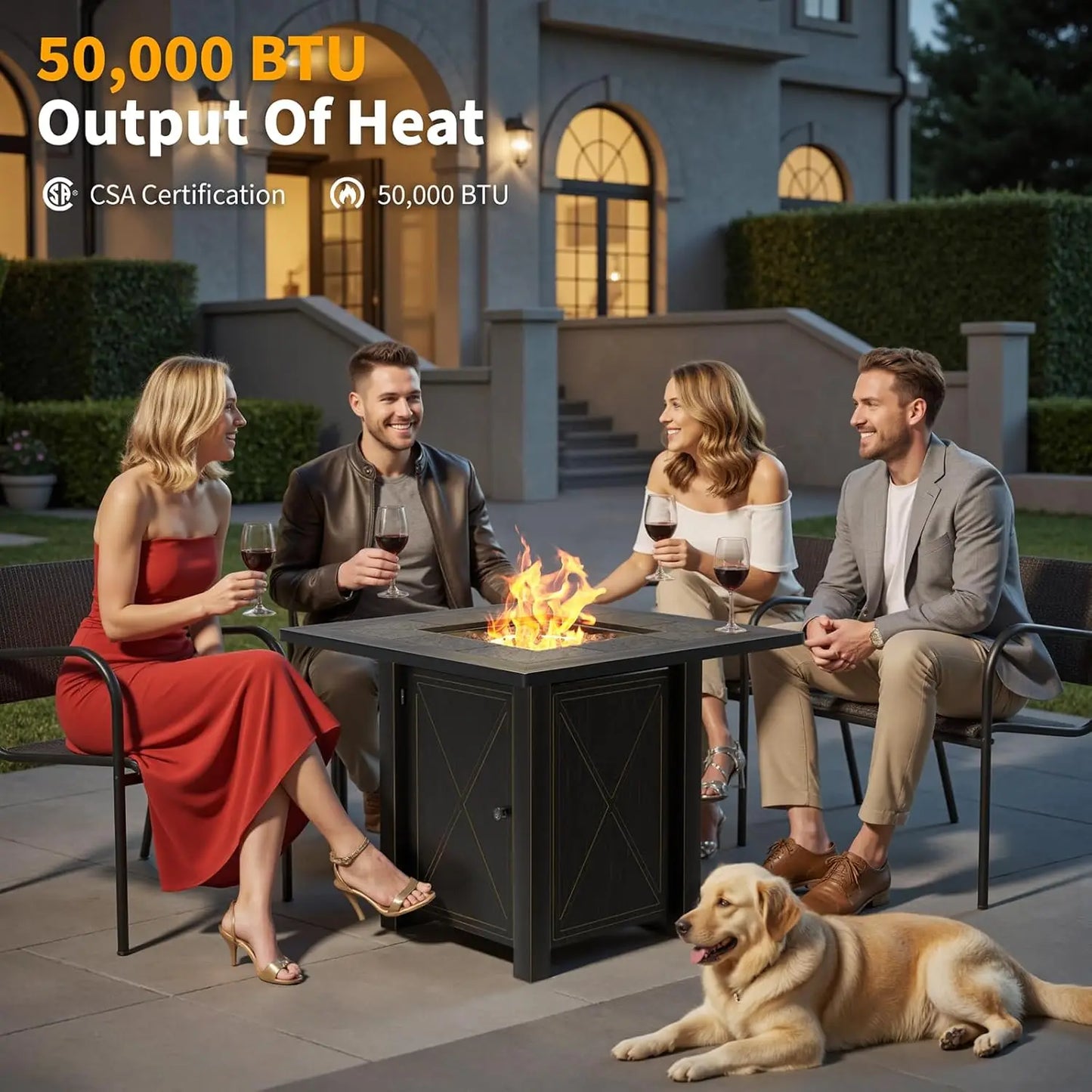 30" Propane Fire Pit with Premium Ceramic Tabletop, 50000 BTU Powerful Gas Firepit Table - Includes Lid and Lava, Customized