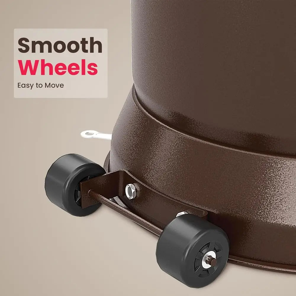 Dual-Purpose Outdoor Propane Patio Heater with Weather-Resistant Cover and Stainless Steel Burner, Gray-Brown