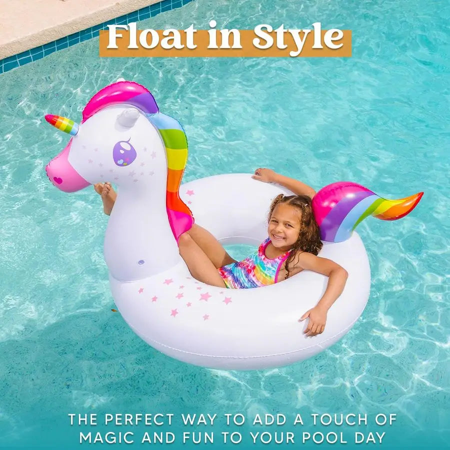 2Pack Flamingo Unicorn Pool Float Fun Floaties Inflatable Swimming Pool Tubes Toys Party Decorations, Summer Vacation Lake Beach