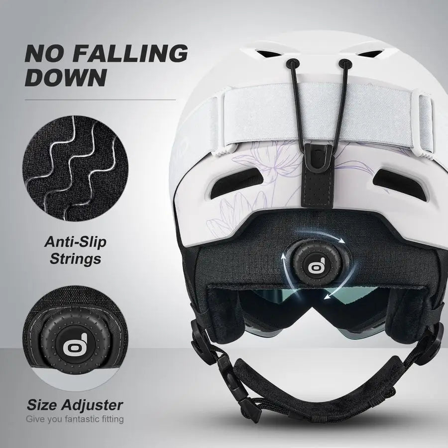 Ski Helmet, Snowboard Helmet with Ski Goggles for Adults and Youth, Audio Compatible, Shockproof, Windproof, Safety Snow Sports