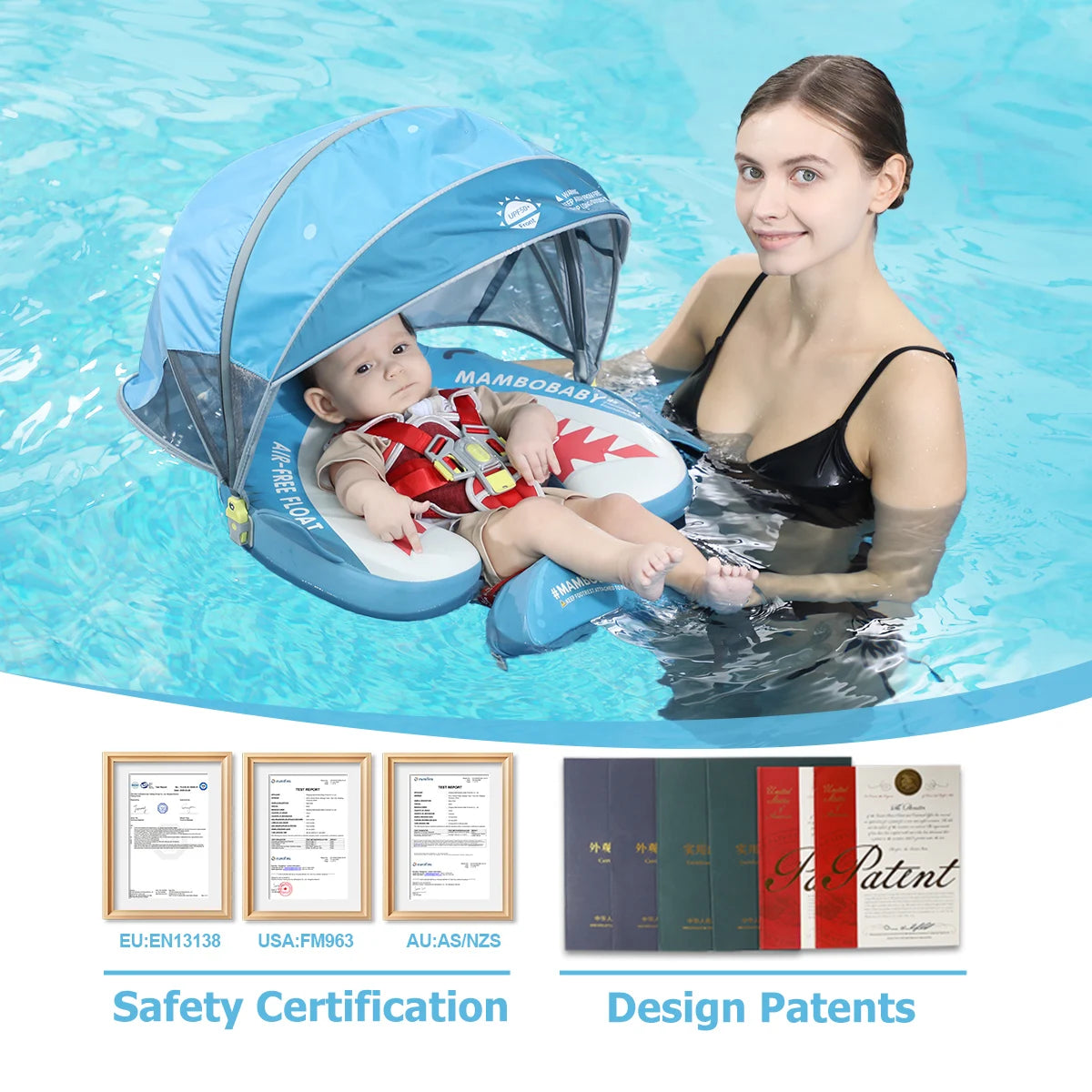 Mambobaby Baby Pool Float Vip 5 Dropshipping Blackproof Pool Mat For Infant Non-Inflatable Natation Buoy With Parasol Beach Toys