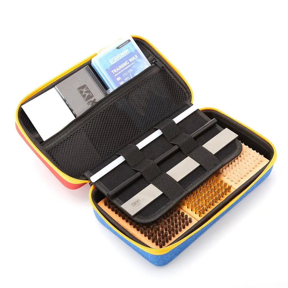 XCMAN Ski Snowboard Waxing & Tuning Complete Brush Kit - Nylon,Brass,Horsehair Brush Metal Scraper Wax Scraper and PTEX Flate Fi