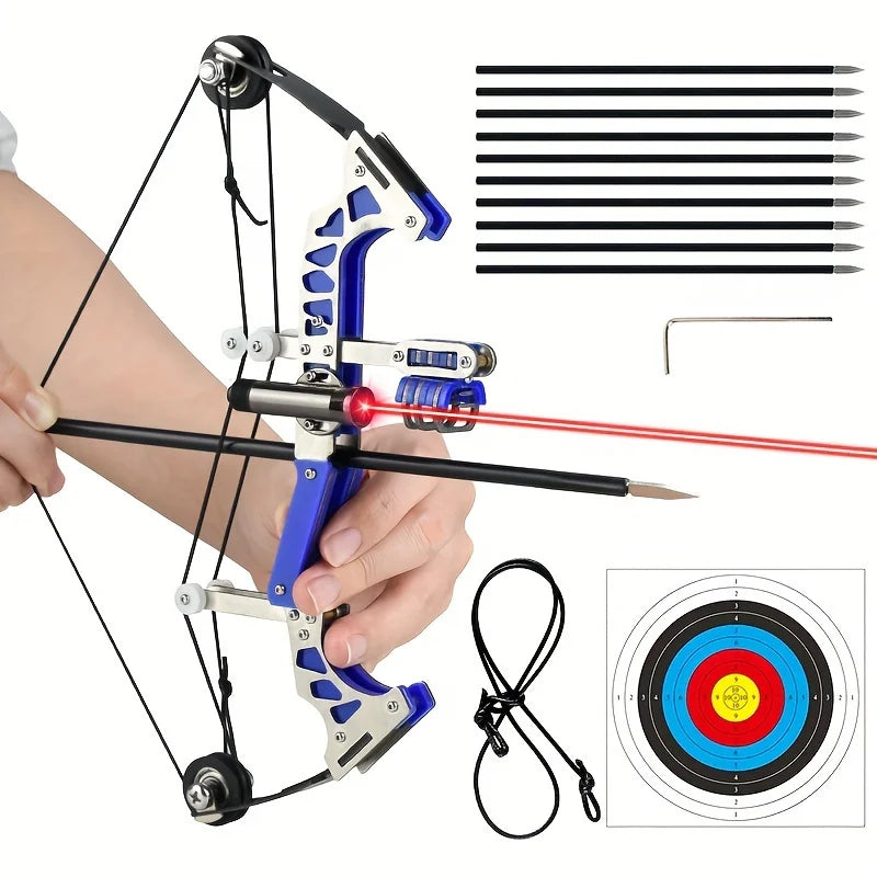 Mini Archery Bow Set 9.8" Mini Compound Bow Mini Hunting Bow Left and Right-Handed General Metal Material Catapult for Shooting