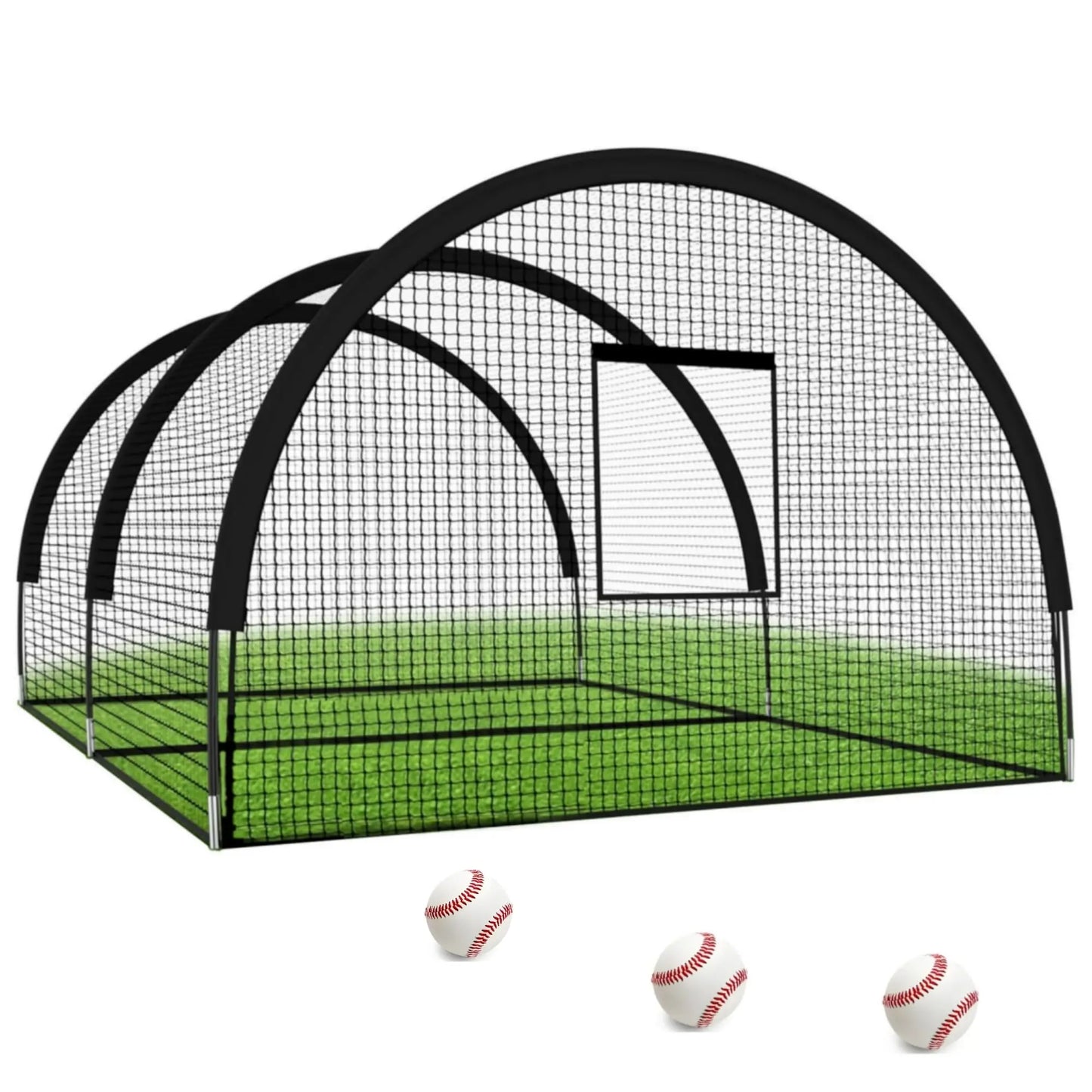33ft Batting Cage Net with Frame, Multi-Sport Practice Cage for Baseball, Softball, and Golf, Use in Yard or Sports Field
