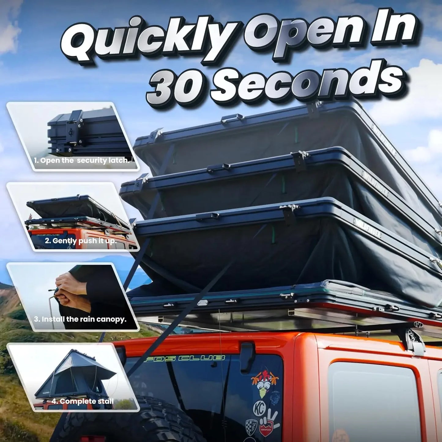 ModernRooftop Tent Hard Shell Roof Top Tent Hardshell Suitable for Jeep SUV Truck Van,Camping Car Roof for 2-3 Person