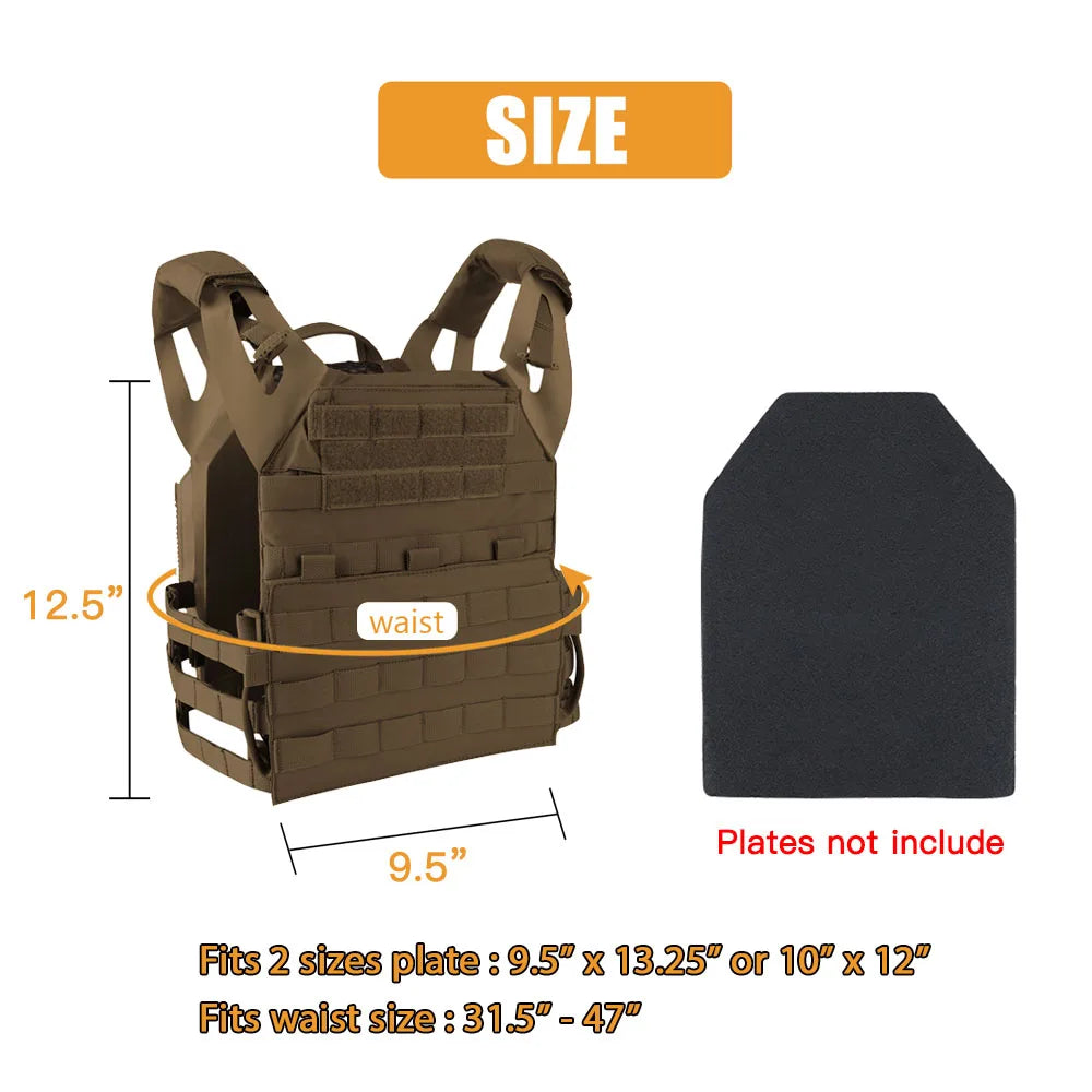 KRYDEX 500D Nylon Tactical Plate Carrier Vest With MOLLE