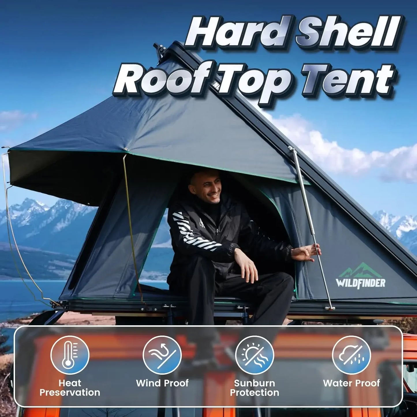 ModernRooftop Tent Hard Shell Roof Top Tent Hardshell Suitable for Jeep SUV Truck Van,Camping Car Roof for 2-3 Person