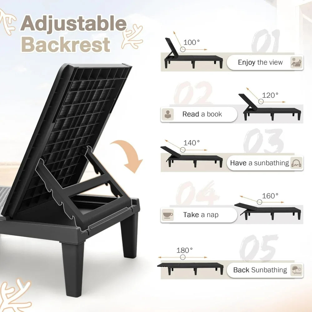 Homall Poolside Outdoor Lounge Chairs 2 Pack With Adjustable Backrest