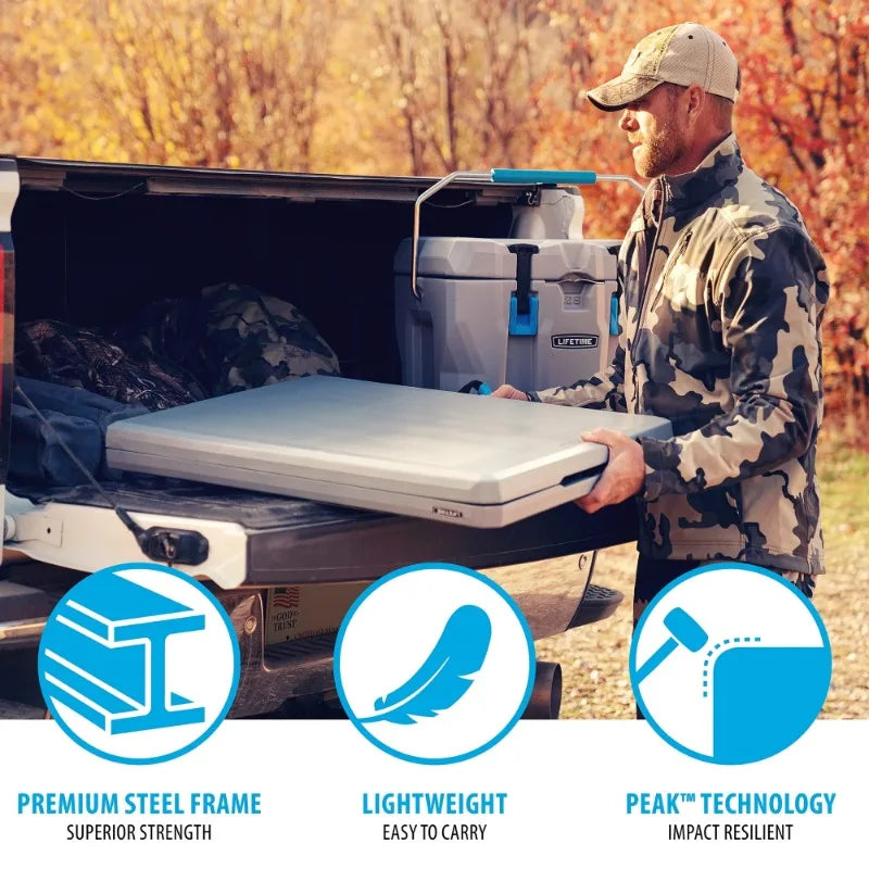 5 Foot Rectangle Fold-in-Half Table, Indoor/Outdoor Essential, Gray, 60.3" x 25.5" (80861)