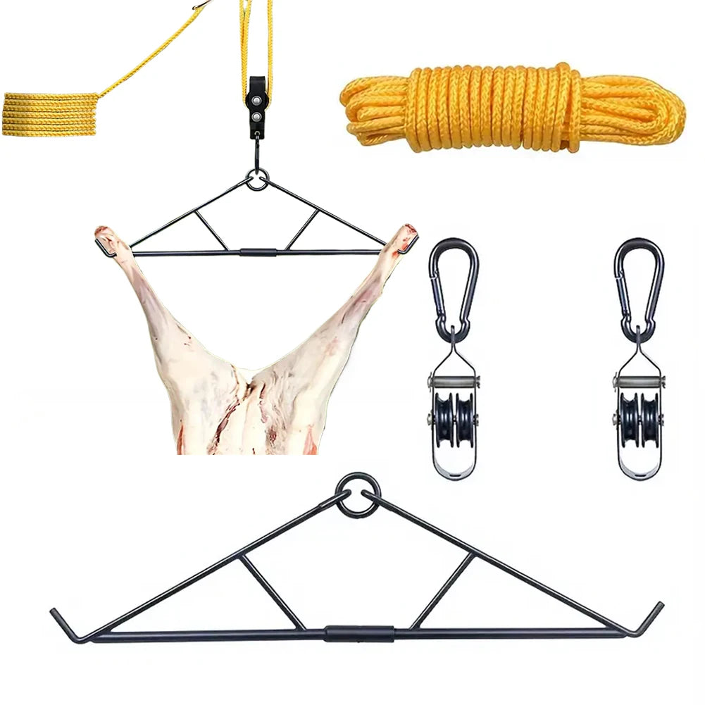 Max To 700 LBS Elk Hoist Pulley Lift System W/Gambrel Hunting Game Hanging Kit for Deer Butcher Hunting Accessories Gift Set