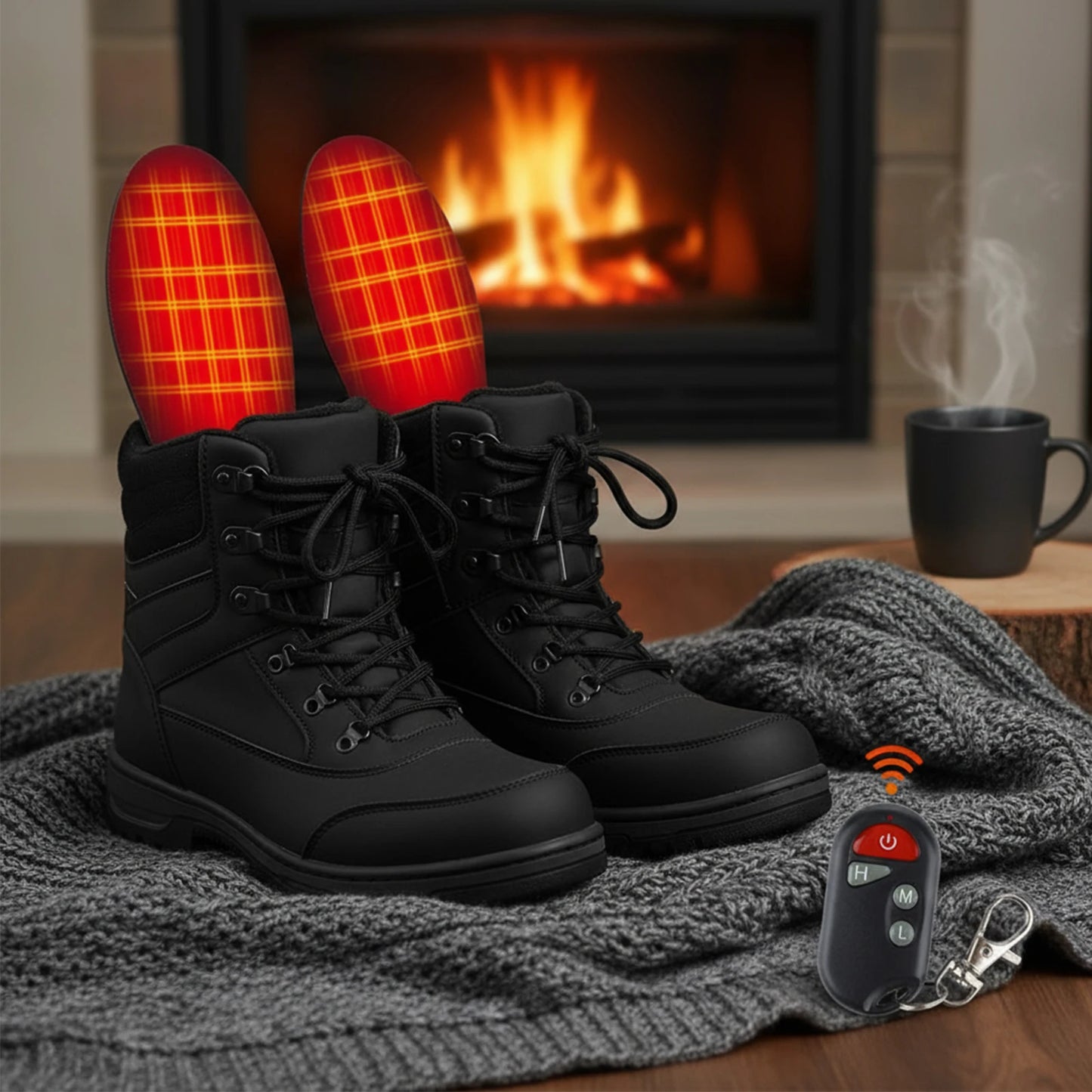 Smart Heated Insoles 3-Temperature Electric Foot Warmer Plantar Insoles with Remote Control Winter Breathable Thermal Shoes Pad