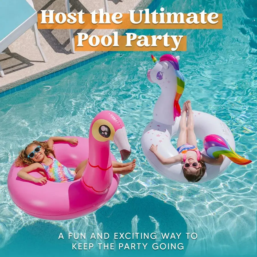 2Pack Flamingo Unicorn Pool Float Fun Floaties Inflatable Swimming Pool Tubes Toys Party Decorations, Summer Vacation Lake Beach
