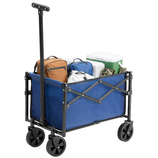 JHK Outdoor Foldable Collapsible Wagon with Wheels 176 lbs Capacity Lightweight Portable with Flexible Handle for Garden Camping