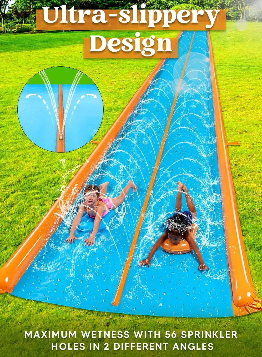 25ft x 6ft Heavy Duty Water Slide with Sprinkler and Inflatable Boards for Outdoor Summer Fun
