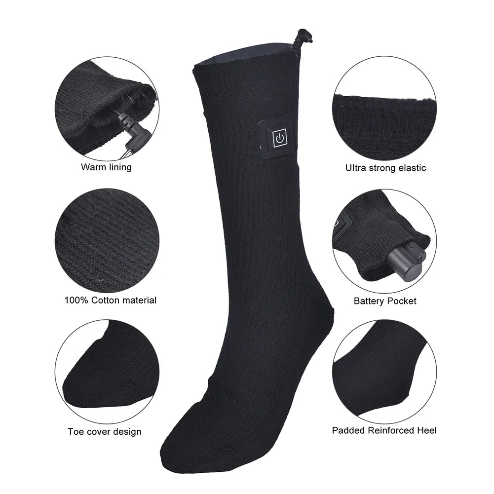 Winter Electric Heated Socks Men's Women's Thermal Heating Thermosocks Foot Warmer Socks Trekking Ski Cycling Outdoor Warm Socks