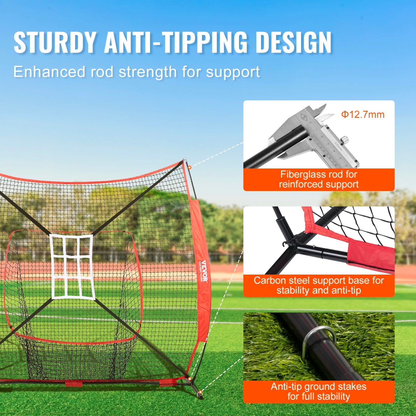 SucceBuy 7ft x 7ft Portable Baseball Softball Practice Training Net for Hitting Catching Pitching with Carry Bag Ball Collector