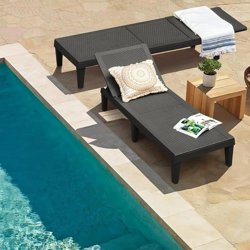 Homall Poolside Outdoor Lounge Chairs 2 Pack With Adjustable Backrest