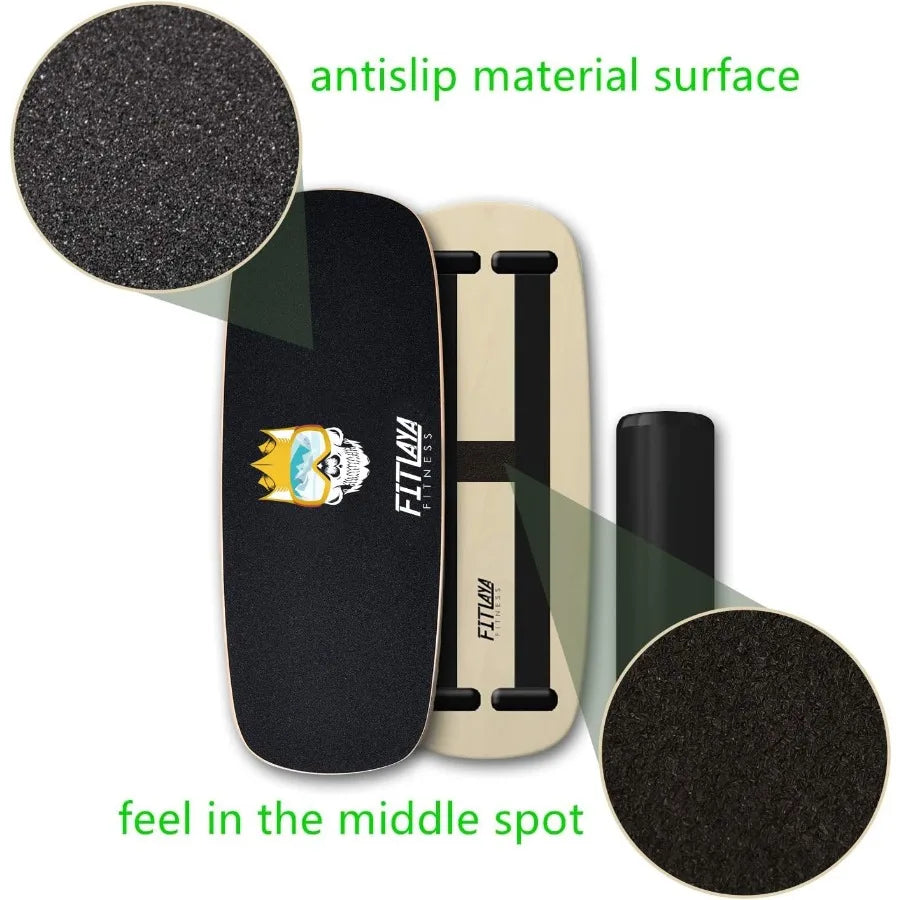 Fitlaya Wooden Balance Board Trainer for Enhanced Fitness Workouts: Ideal for Hockey Skateboarding Surfing and Snowboarding Tra