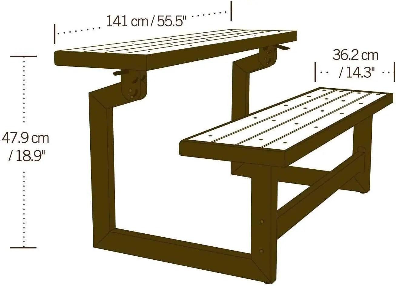 Convertible Bench Table With Faux Wood Construction