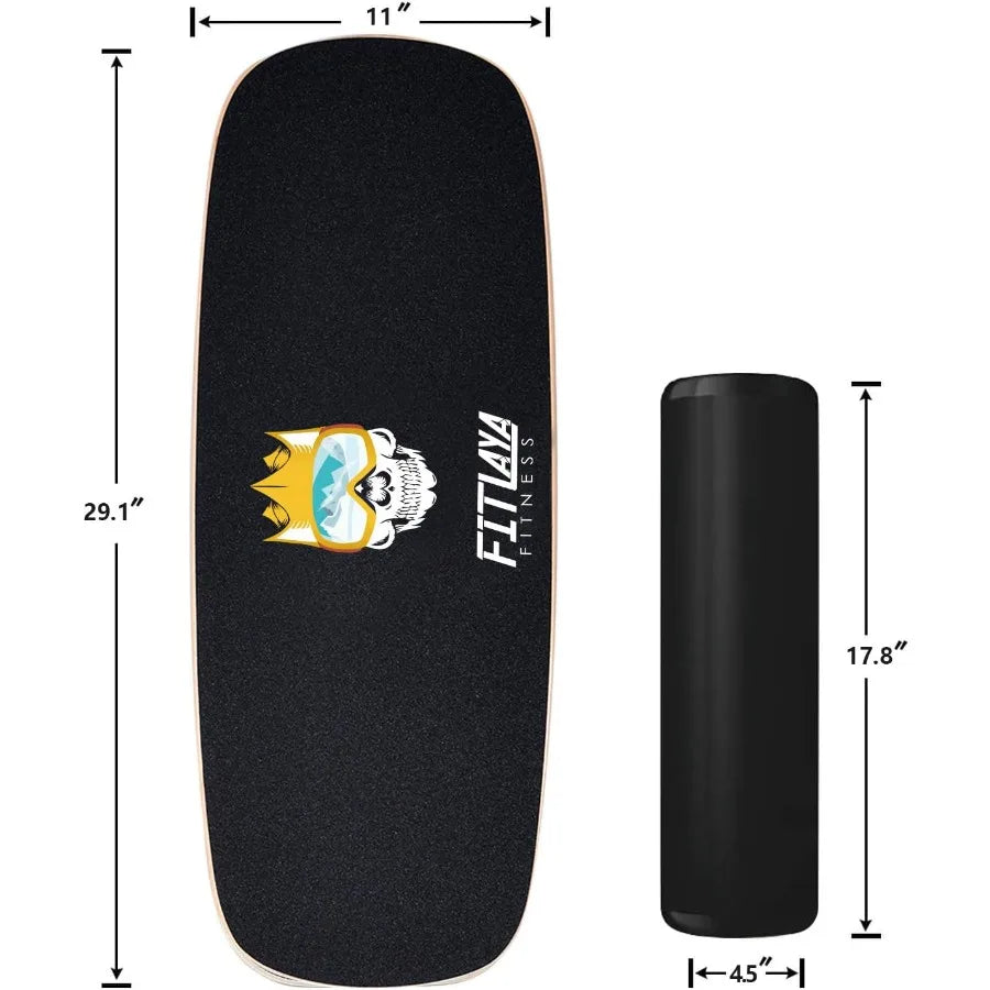 Fitlaya Wooden Balance Board Trainer for Enhanced Fitness Workouts: Ideal for Hockey Skateboarding Surfing and Snowboarding Tra