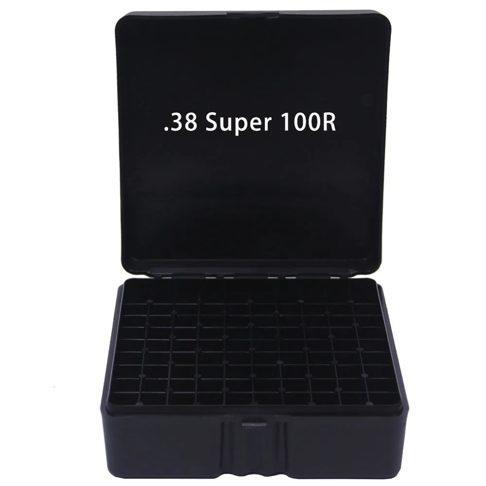 50/100 Rounds Tactical Bullet Box 9mm/.223/.38Super Pistol Rifle Ammo Carry Storage Box Flip-Top Bullets Case Hunting Accessory