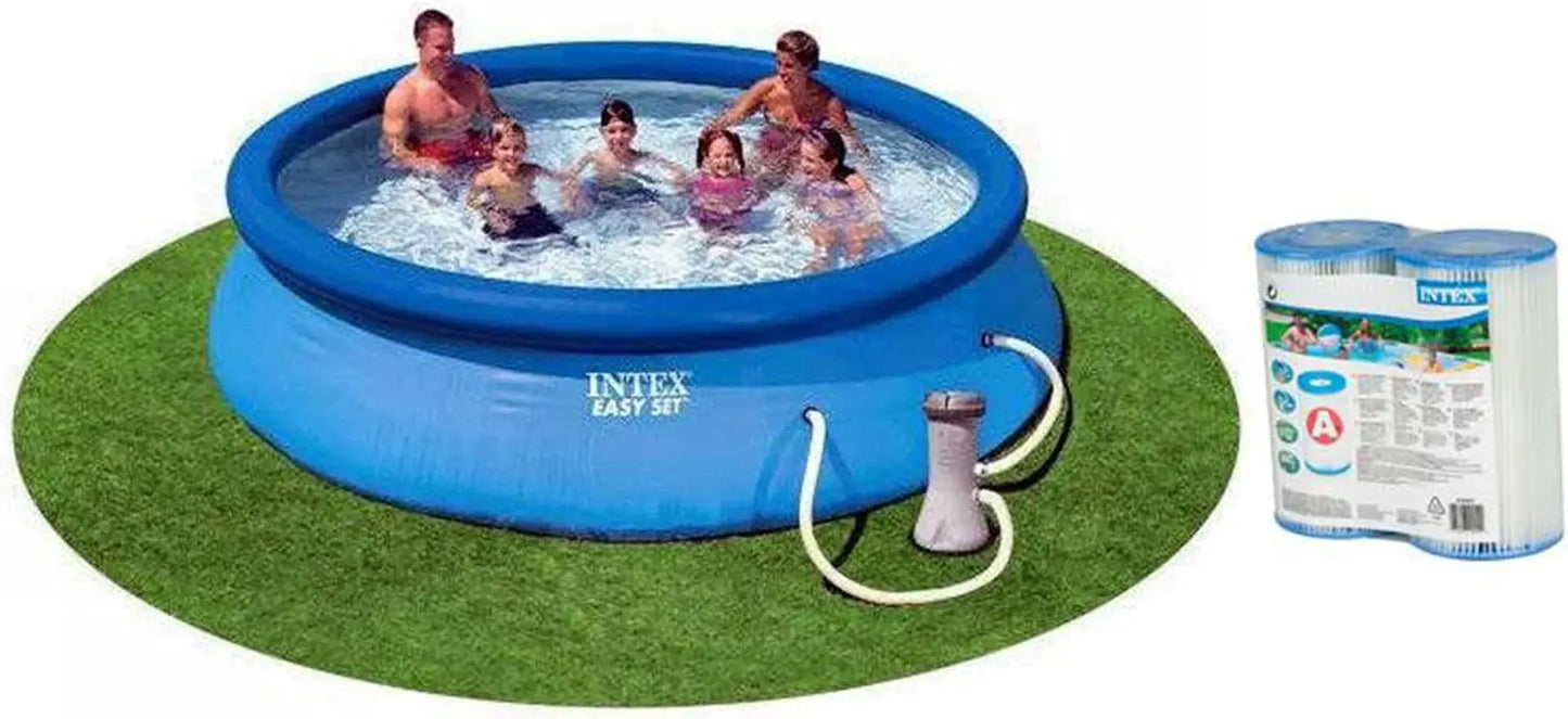 12ft x 30in Inflatable Above Ground Pool with Filter Pump & Cartridges for 4 People