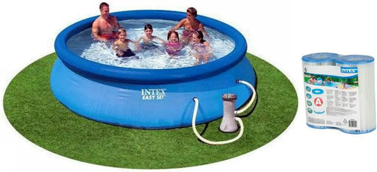 12ft x 30in Inflatable Above Ground Pool with Filter Pump & Cartridges for 4 People