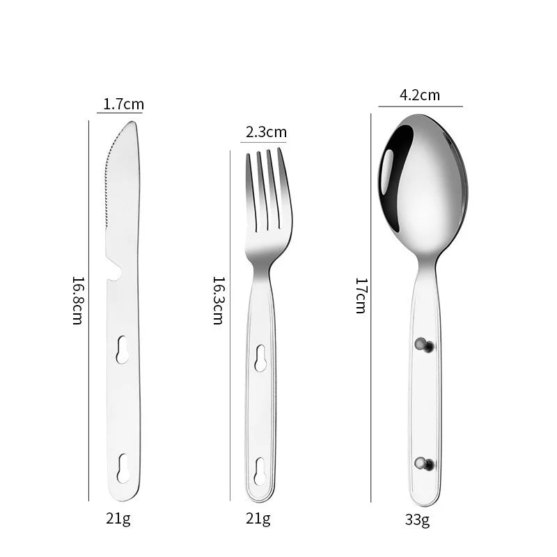Stainless Steel Folding Camping Cutlery Set Compact Durable for Camping Hiking Picnics BBQs Essential Travel Kit