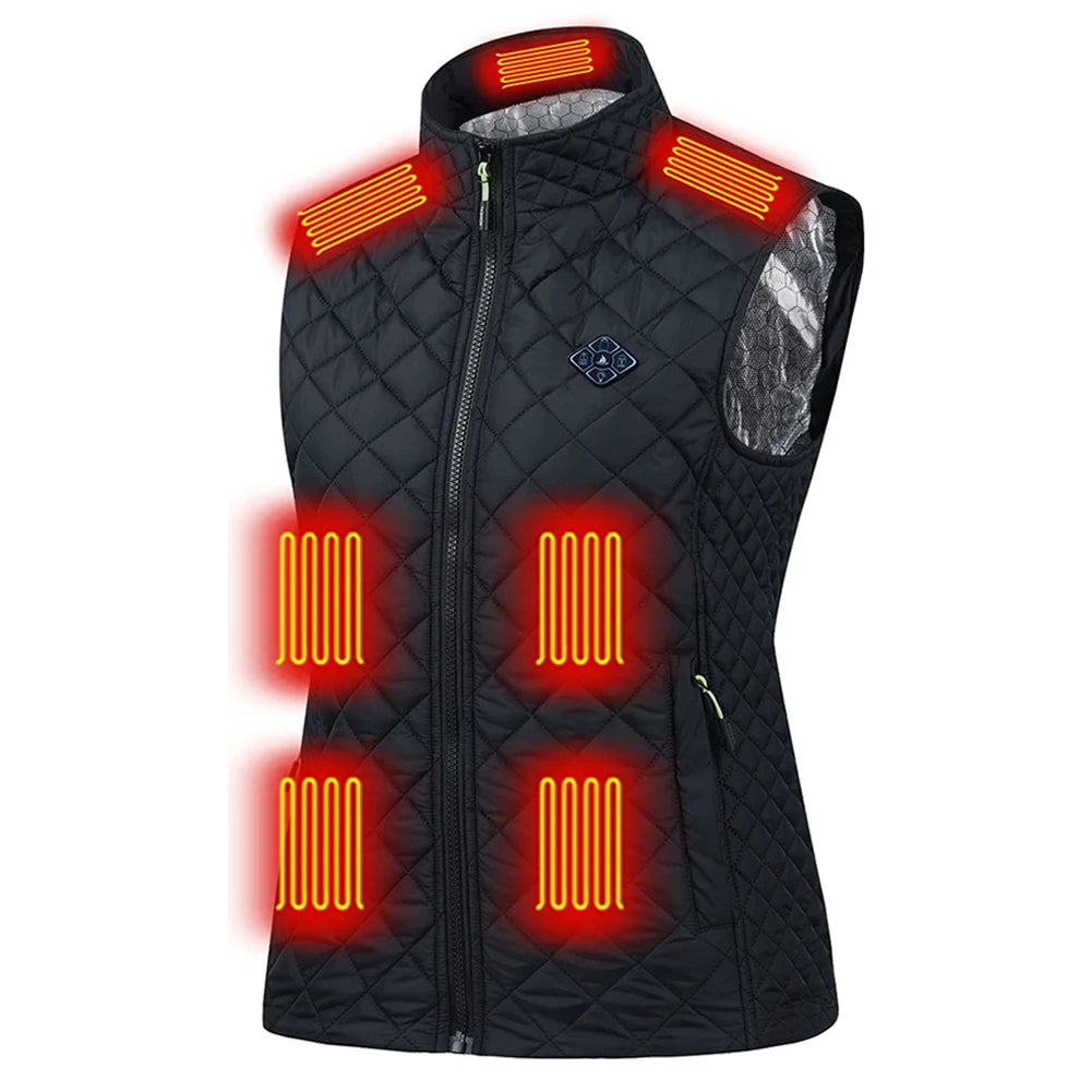 Women 21-zone Electric Heating Vest Autumn and Winter Cotton Vest Electric Heating Thermal Vest Jackets Heated Coat For Women