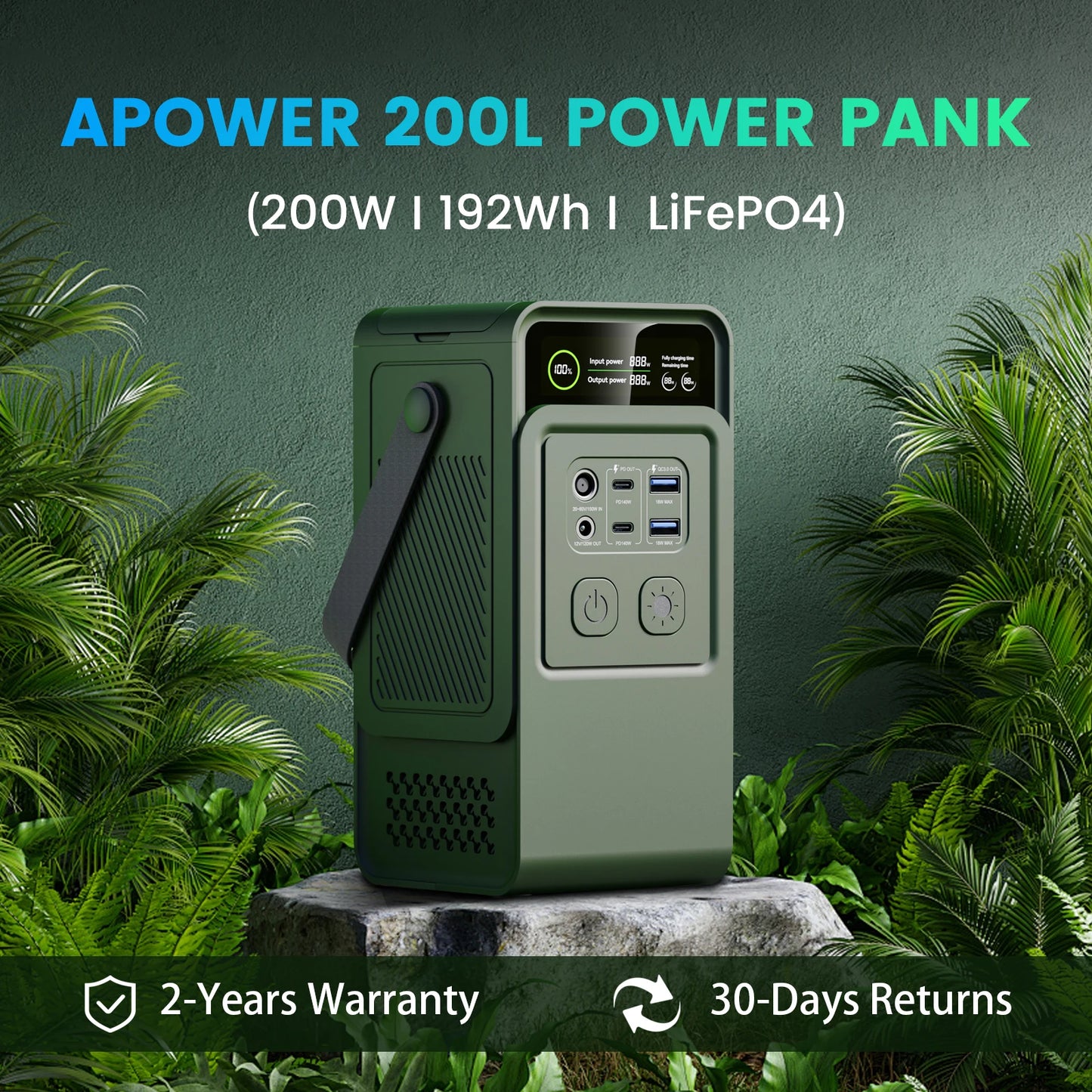 CTOLITY 200W Power Station 192Wh LiFePO4 Portable Charger USB C