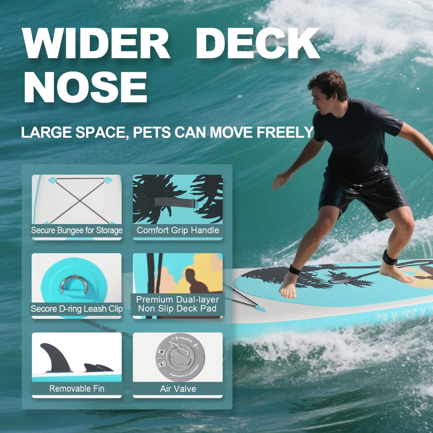 Portable Inflatable Stand Up Paddle Board 10'6"×32"×6", Premium PVC, Full Kit for Adults/Youth