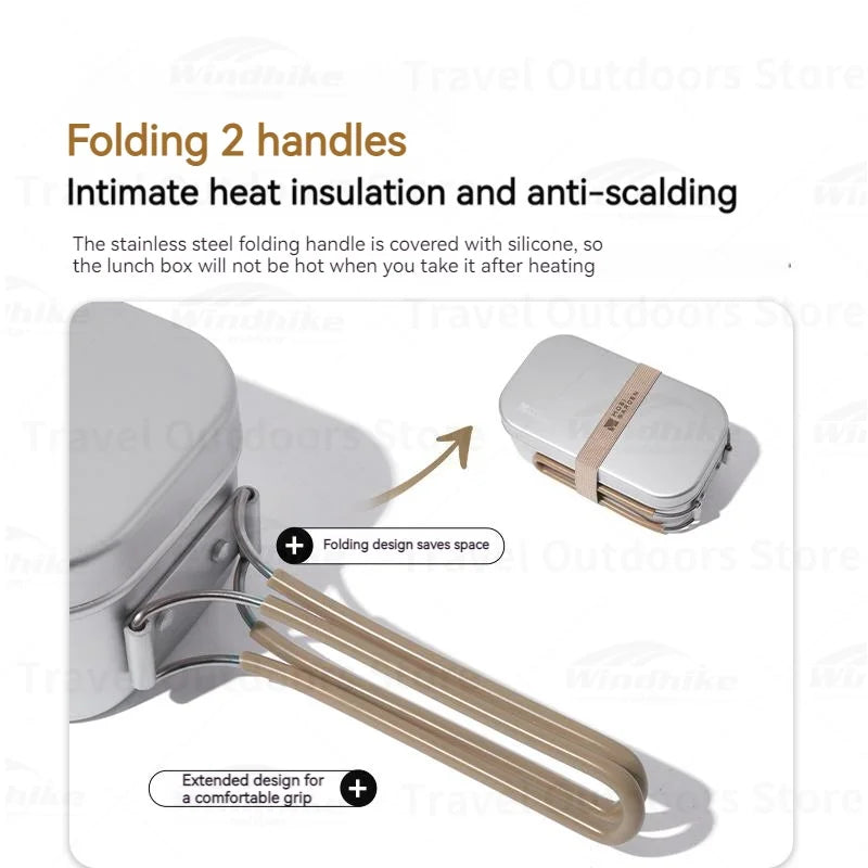 MOBI GARDEN Jiyan 0.8L Lunch Box Set 304 Stainless Steel Ultralight Novelty Camping Supplies Cool Camping Gear Camping Cooking