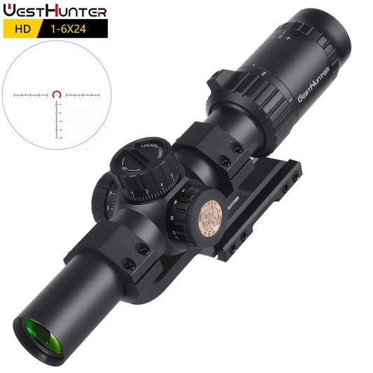 WestHunter HD 1-6X24 IR LPVO Riflescopes R/G Illumination Etched Glass Reticle Hunting Sights Long Eye Relief Optical Sights