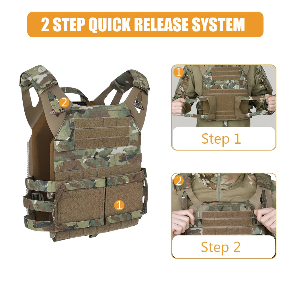 KRYDEX 500D Nylon Tactical Plate Carrier Vest With MOLLE