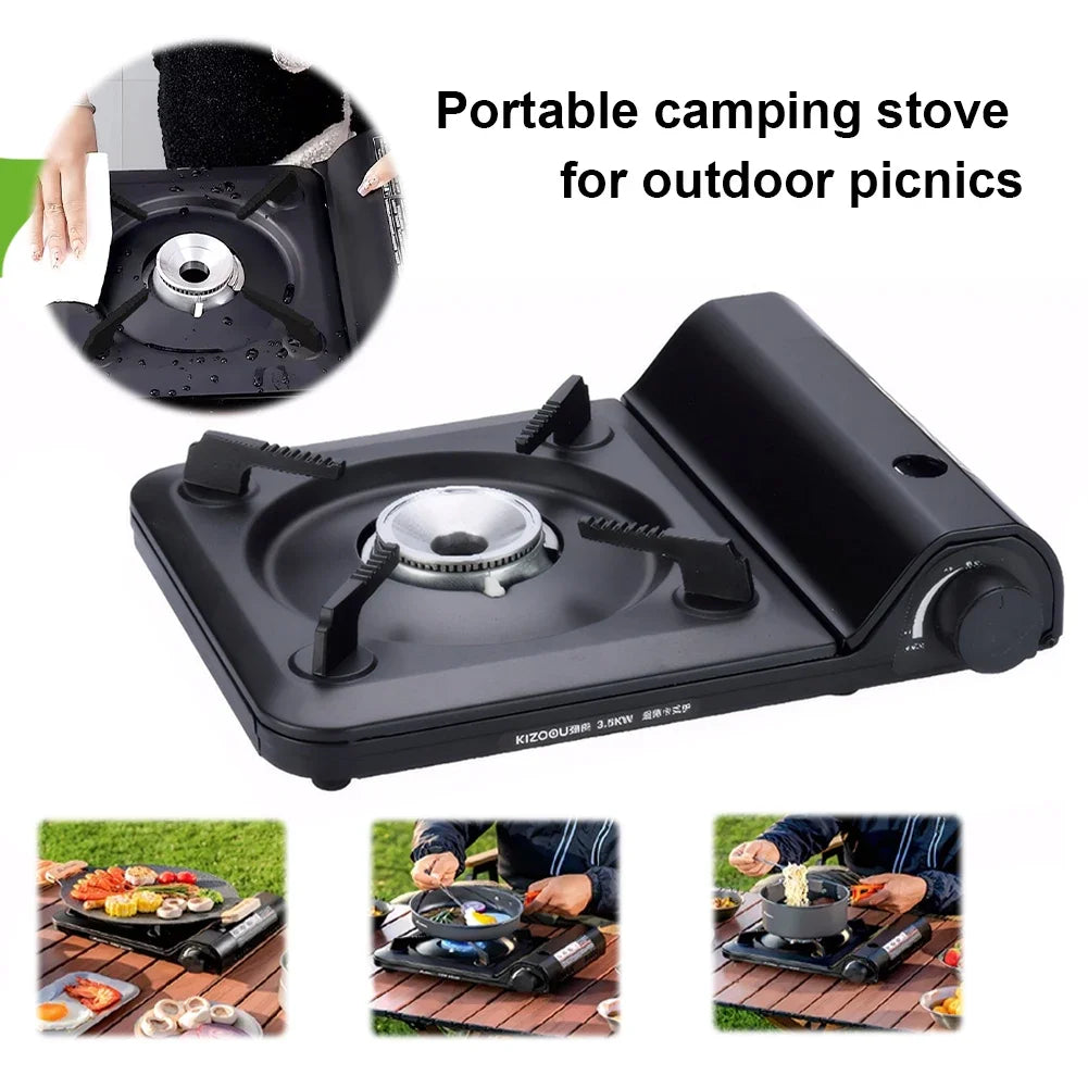 Portable Single Burner Camping Gas Stove - Automatic Ignition Cassette Stove for Indoor Outdoor Cooking Hiking Picnic