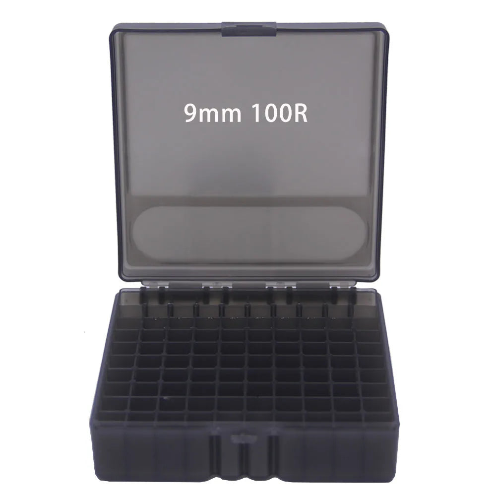 50/100 Rounds Tactical Bullet Box 9mm/.223/.38Super Pistol Rifle Ammo Carry Storage Box Flip-Top Bullets Case Hunting Accessory