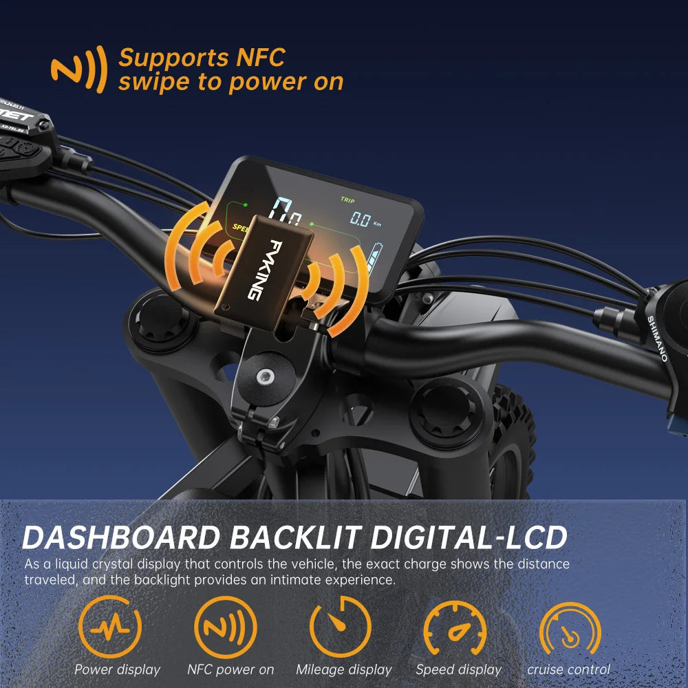 HITKTH E6 Electric Motorcycle Adults 2900W(Peak) Motors 25inch Tire Electric Bike 52V40AH Battery Speed 60Kmh Mountain E-bikes