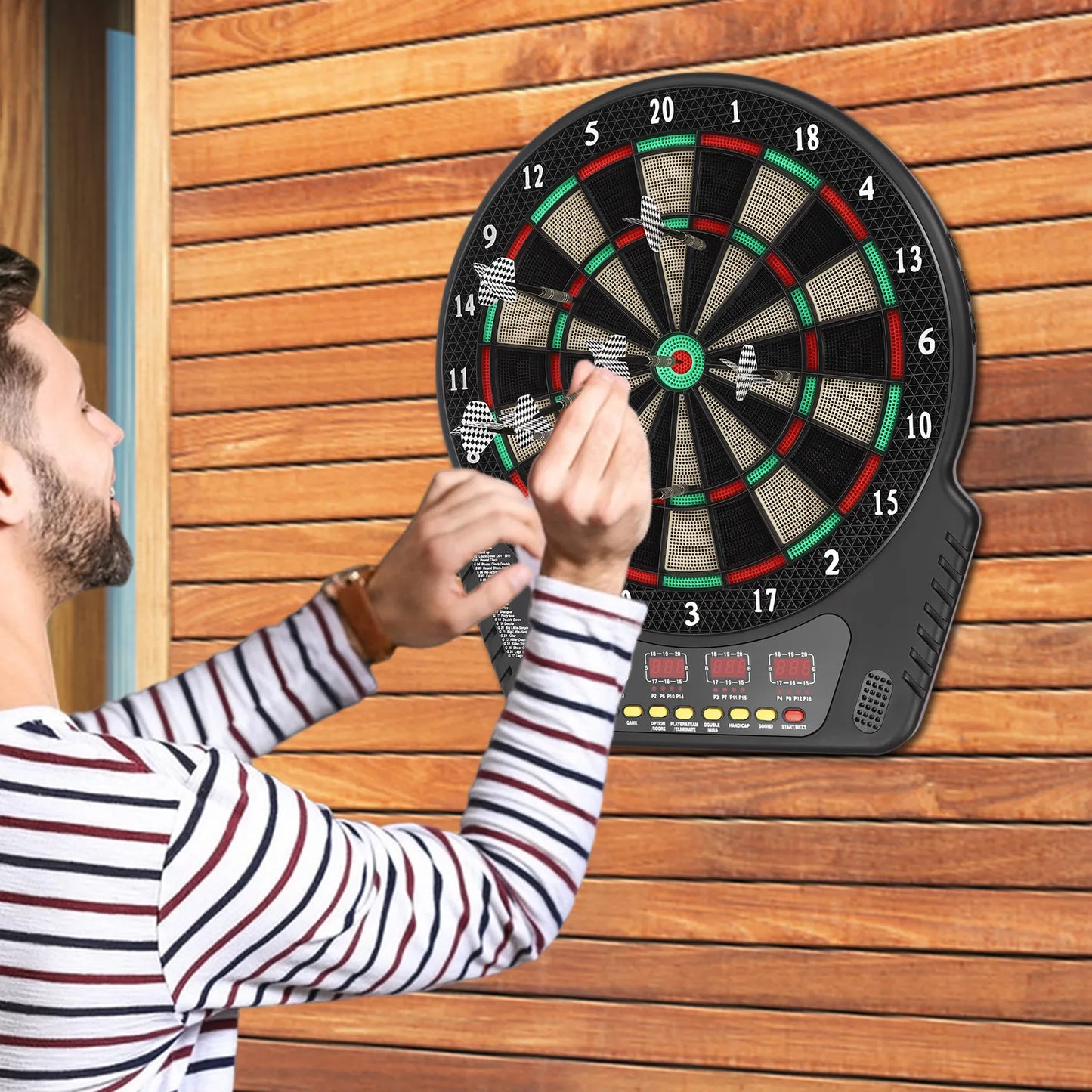 Electronic Dart Board with 6 Darts, Innovative Dart Machine 27 Game Modes 16 Players with Voice Prompt for Home Bar