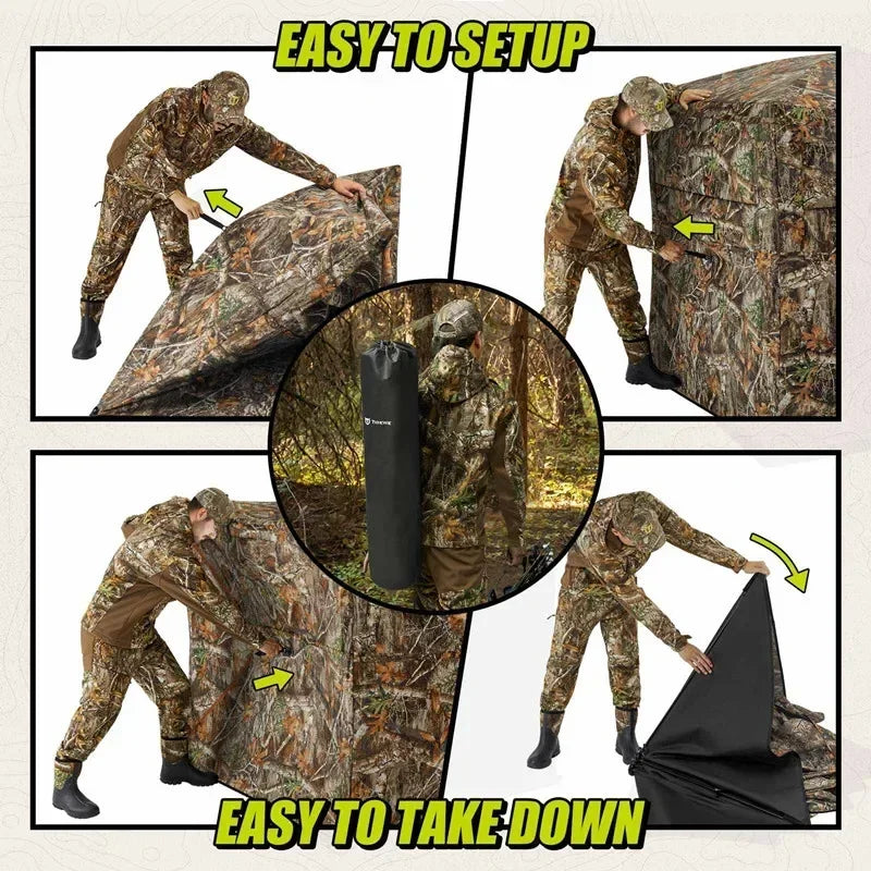 2-3Persons Outdoor Camping Hunting Camouflage Tent Portable Light Weight 270 Degree Unobstructed Viewing Angle Tourist Equipment