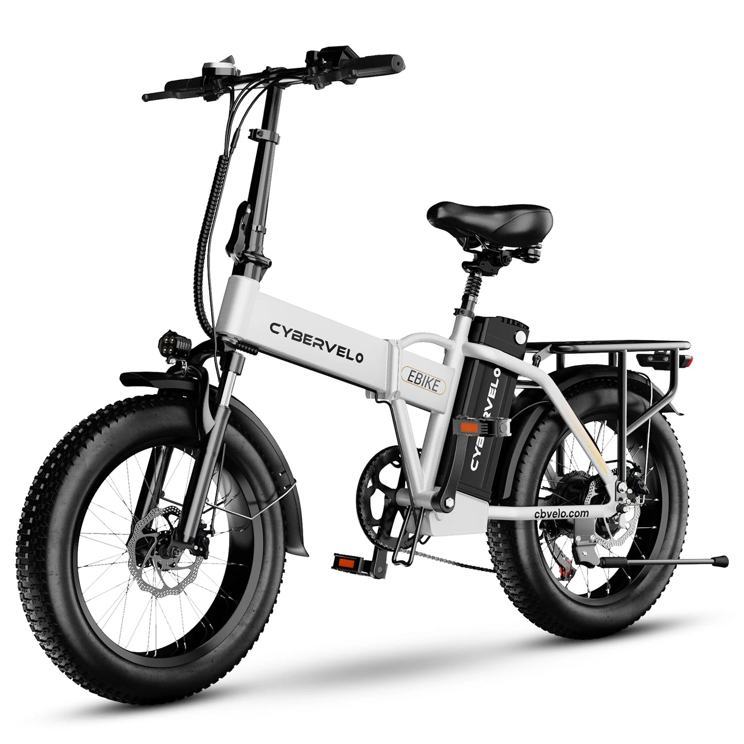 Cybervelo 1000W Folding Electric Bike, 48V 20AH Removable Battery for Adults, 30+MPH 80Miles Max Range, 20"Fat Tire 7-Speed EK4