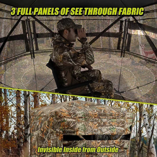 2-3Persons Outdoor Camping Hunting Camouflage Tent Portable Light Weight 270 Degree Unobstructed Viewing Angle Tourist Equipment