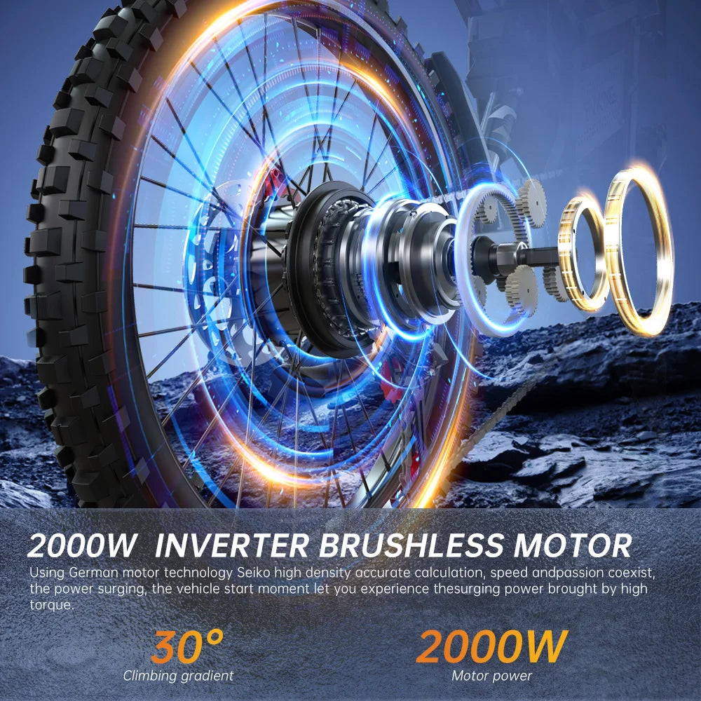 HITKTH E6 Electric Motorcycle Adults 2900W(Peak) Motors 25inch Tire Electric Bike 52V40AH Battery Speed 60Kmh Mountain E-bikes