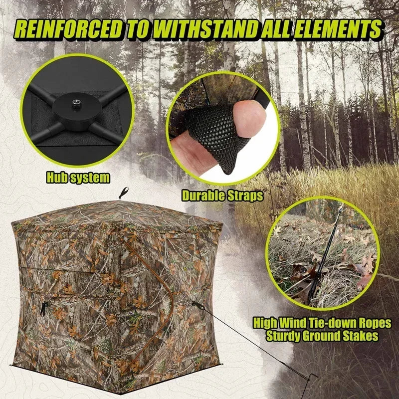 2-3Persons Outdoor Camping Hunting Camouflage Tent Portable Light Weight 270 Degree Unobstructed Viewing Angle Tourist Equipment