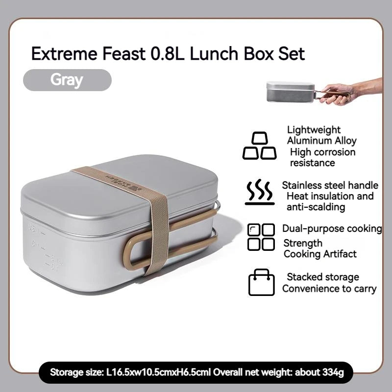 MOBI GARDEN Jiyan 0.8L Lunch Box Set 304 Stainless Steel Ultralight Novelty Camping Supplies Cool Camping Gear Camping Cooking