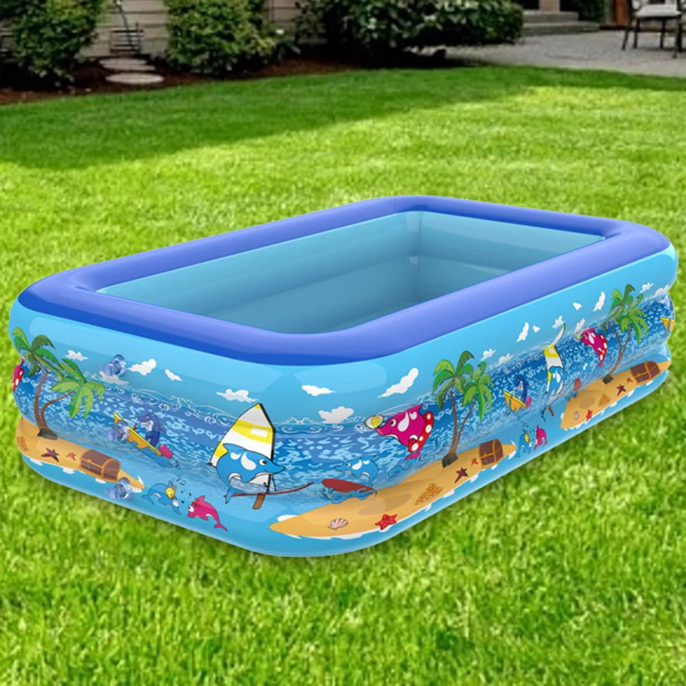 Framed Swimming Pool PVC Thickening Swimming Pool Cartoon Pattern Water Play Pool for Summer Outdoor Indoor