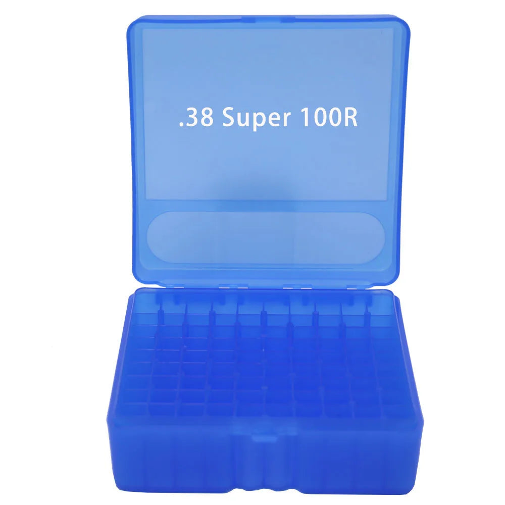 50/100 Rounds Tactical Bullet Box 9mm/.223/.38Super Pistol Rifle Ammo Carry Storage Box Flip-Top Bullets Case Hunting Accessory