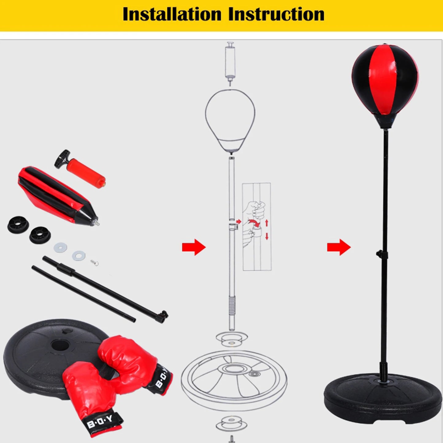 Adjustable Height Kids Punching Ball Bag Speed Boxing Sports Set Fighting Game With Gloves Children Boxing Set